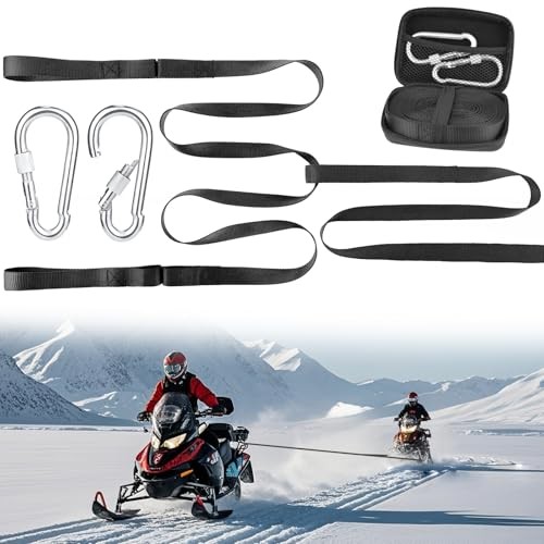 Heavy-Duty 19ft Tow Strap for Snowmobile, Tow Strap with Hook Quick Hook Up