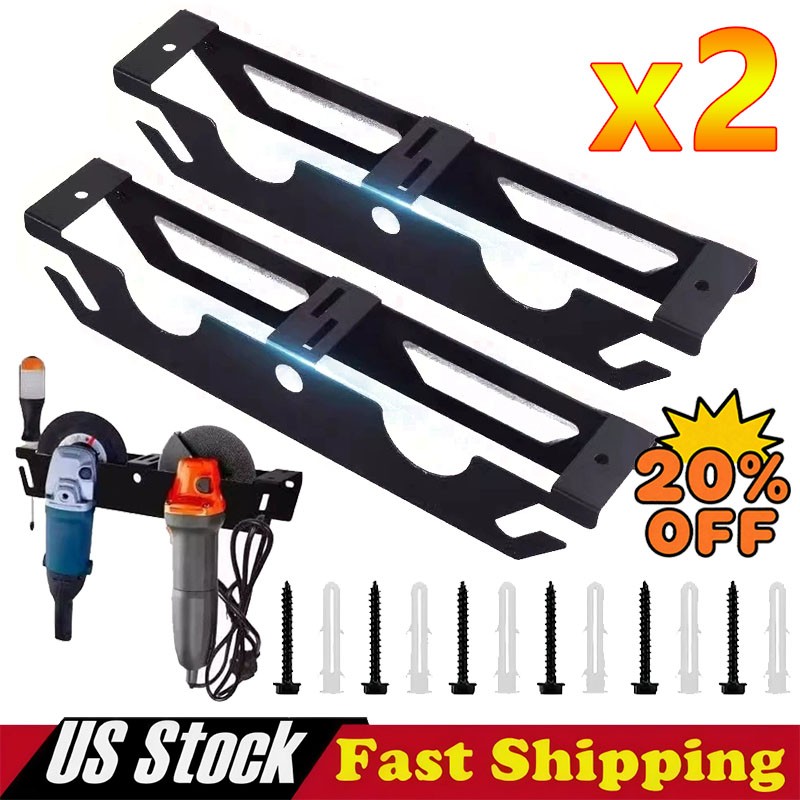 2X Angle Grinder Holder - 4 Bay Angle Grinder Rack/Stand Storage Rack Wall Mount