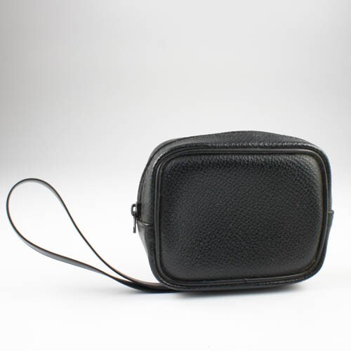 Unbranded - Black Faux Leather Zipper Camera Case w/Strap 4.25" x 1.25" x 3.25"
