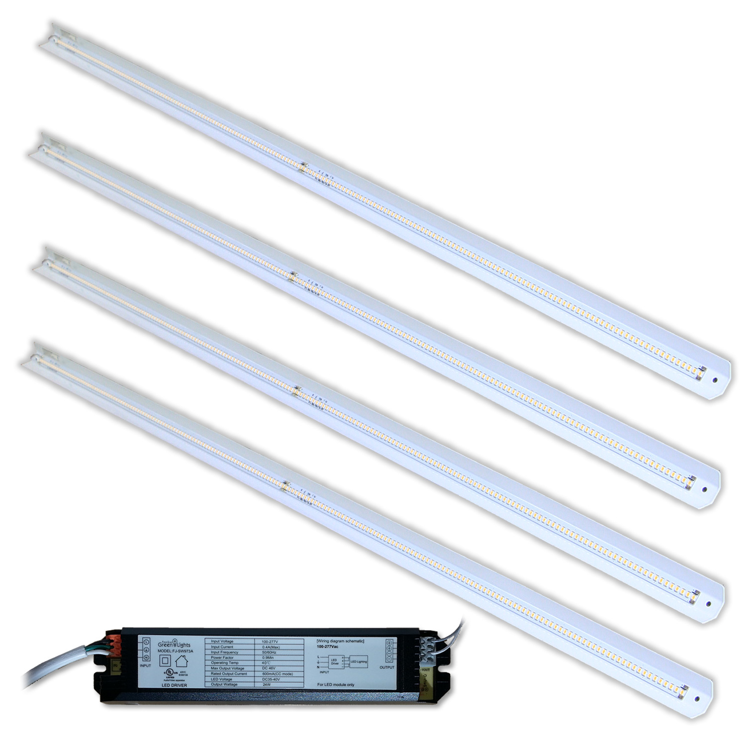 48W LED Retrofit Kit for 2x4 fixture.  4 LED strips 6000K CCT DLC