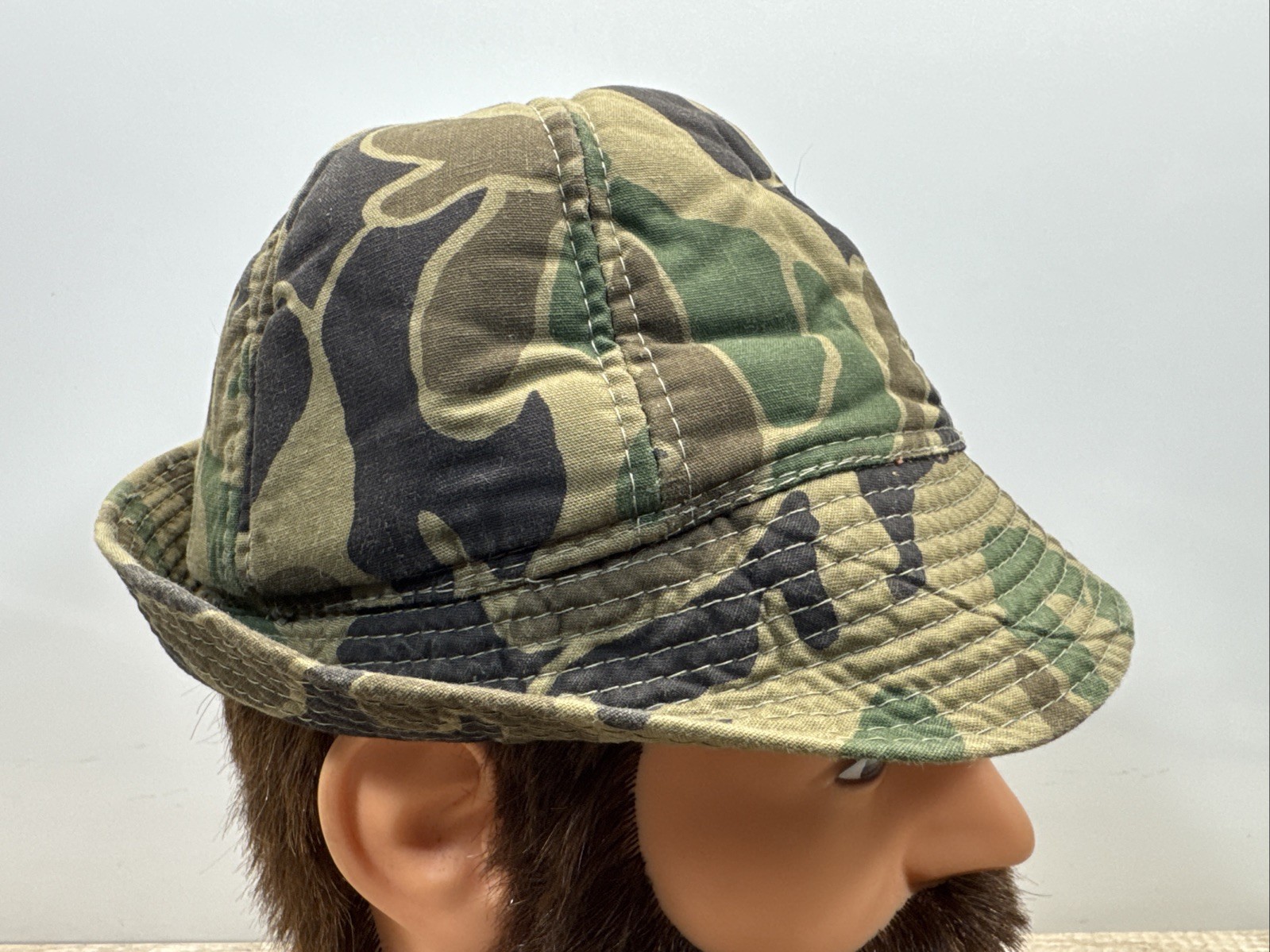 VTG Woodland Camo Jones Hunting Cap Bucket Hat M Korea Foam Insulated Ear Flaps