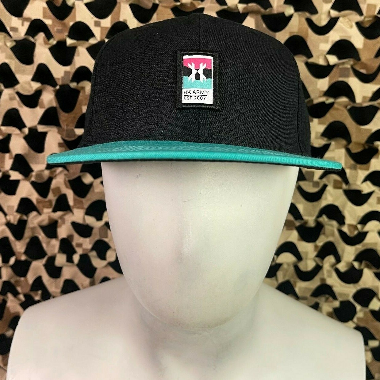 NEW HK Army Snap Back Wavy Hat - Black/Teal