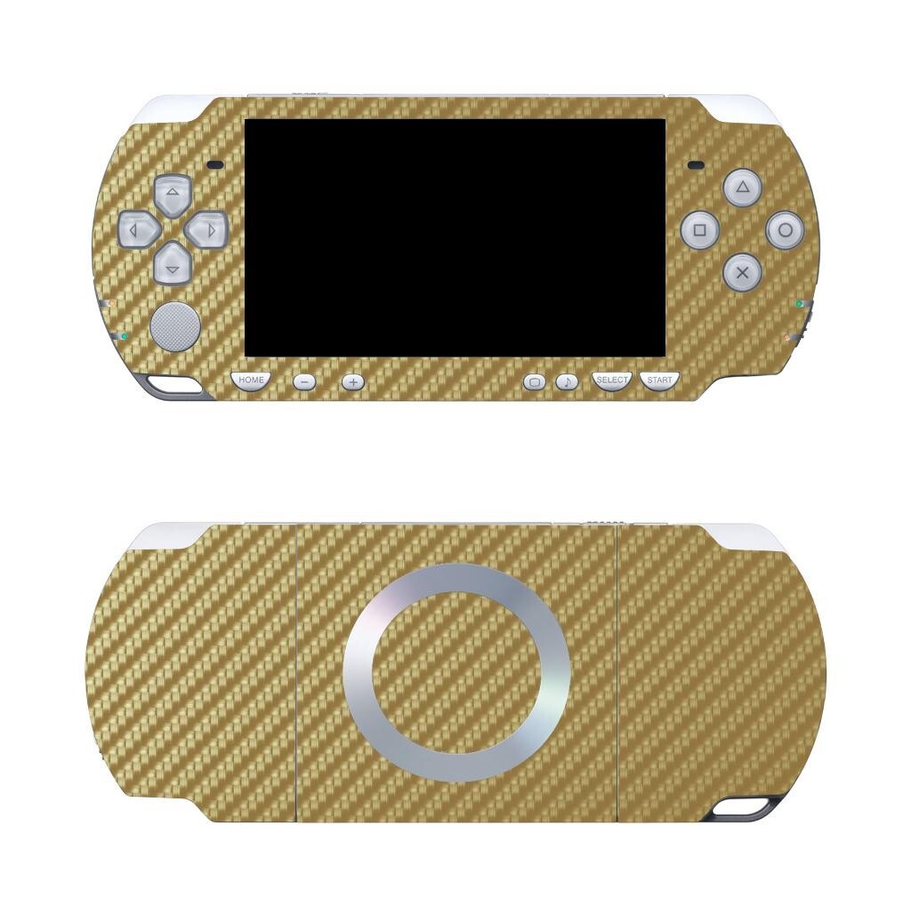 Golden Carbon Fiber Vinyl Decal Skin Sticker Cover for Sony PSP 2000