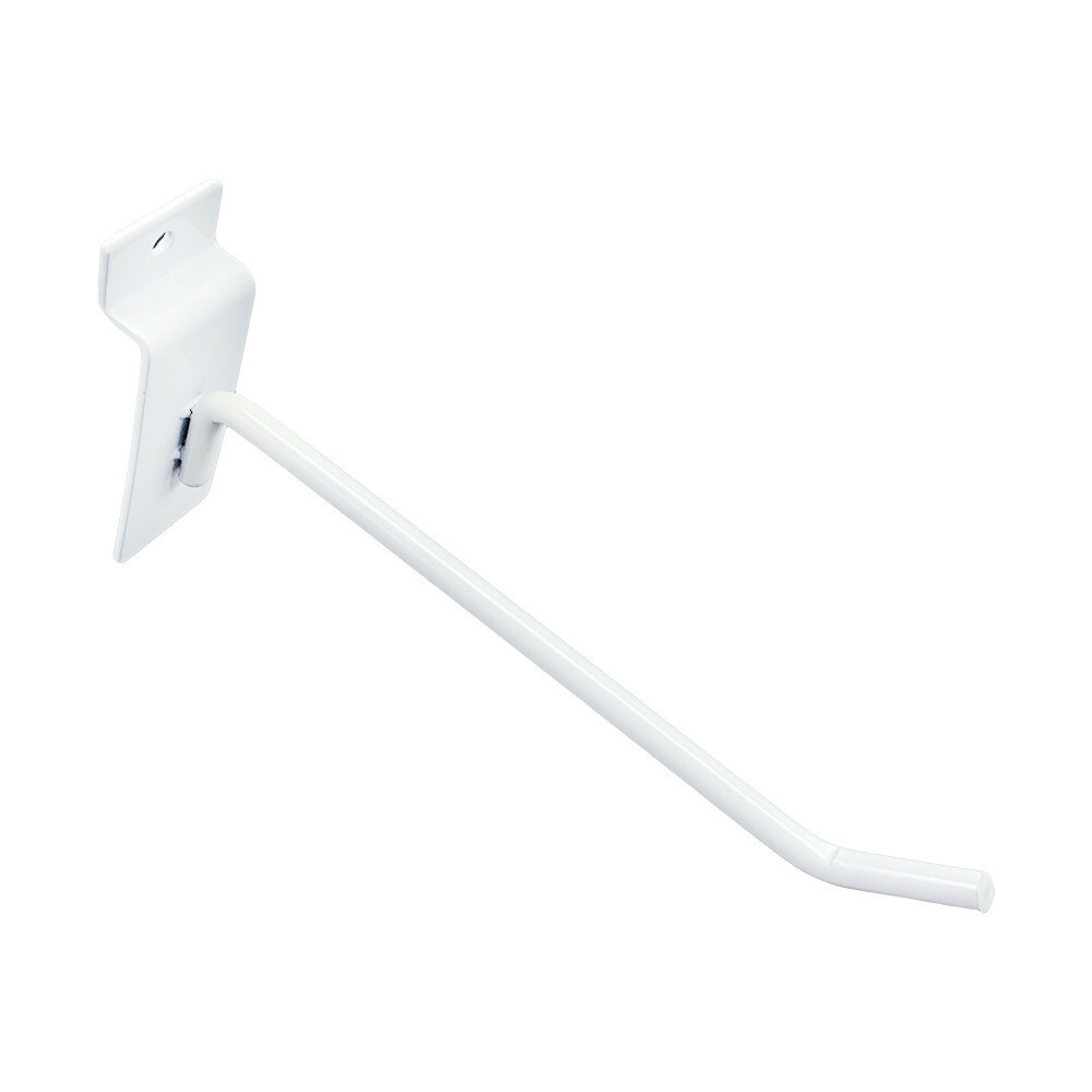 6" Slatwall Hooks, White, Hanger Display,Display Panel Hooks Wire Metal 2Pc Set