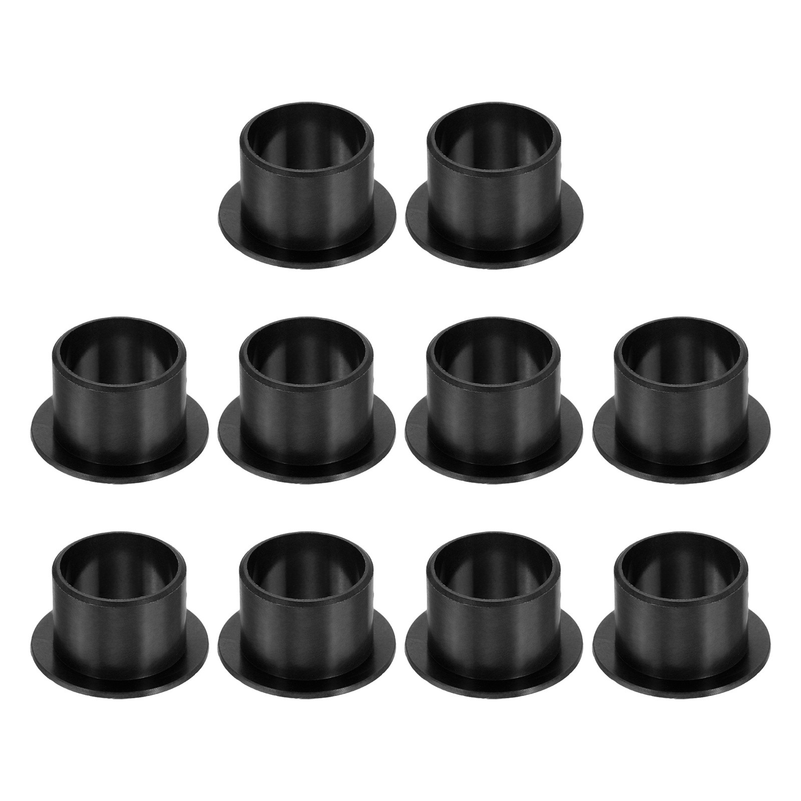 10Pcs Flanged Sleeve Bearing, ID 14mm x OD 16mm x Length 12mm POM Bushing, Black