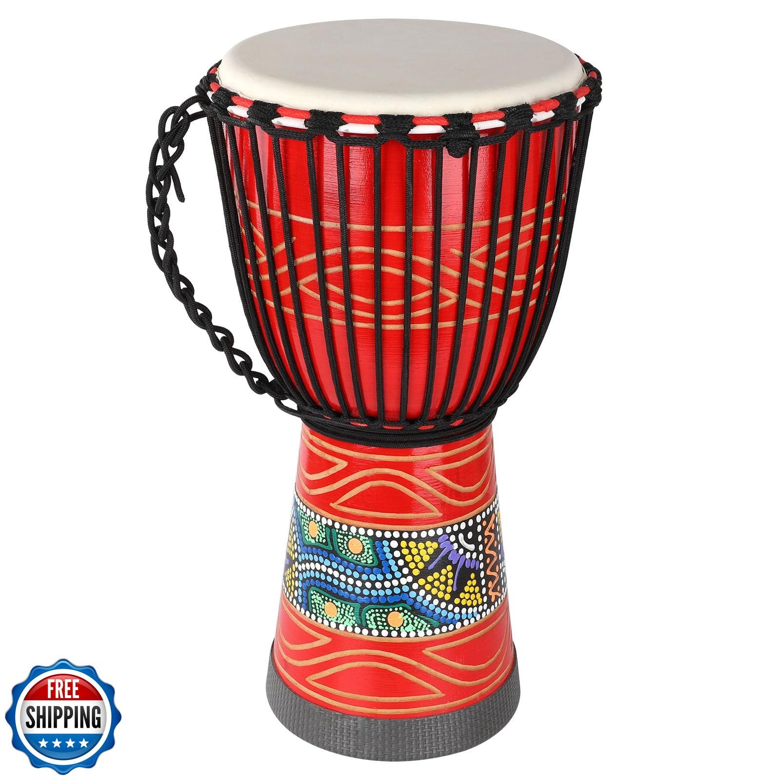 BGMUSER Djembe Drum African Drum for Adults,10'' x 20'' Mahogany Goatskin Dru