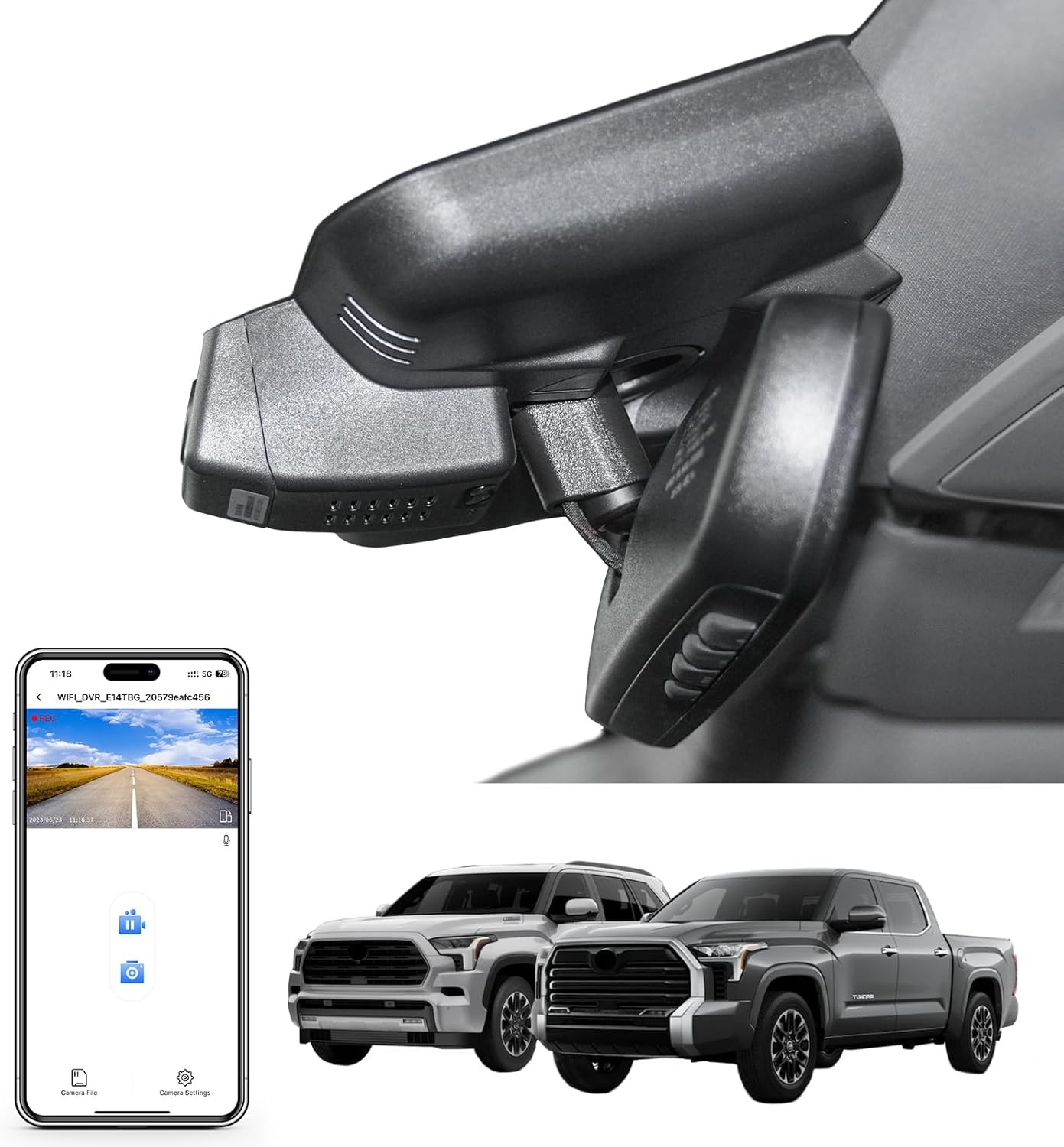 Front 4K/Rear 1080P Dash Cam for Toyota Tundra 2022-2026 & Sequoia 2023-2026 GPS