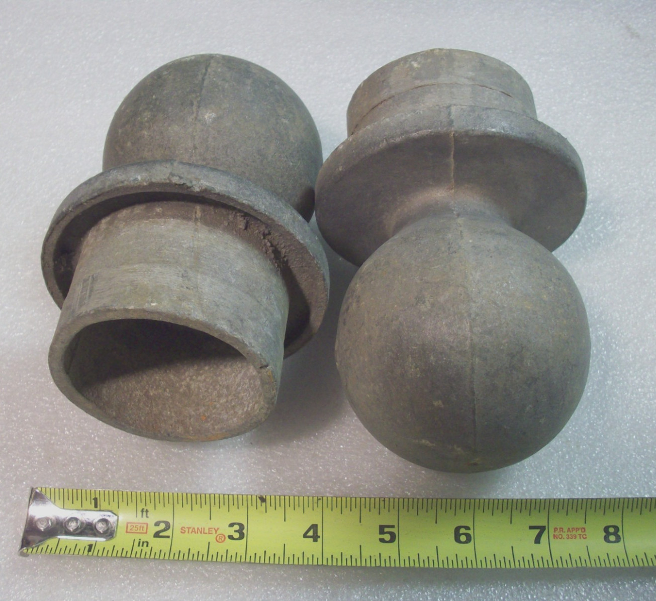 Vintage Chain Link Fence 2 Weather Caps Round Post Pole 3" ID Pipe 3-3/8 Balls