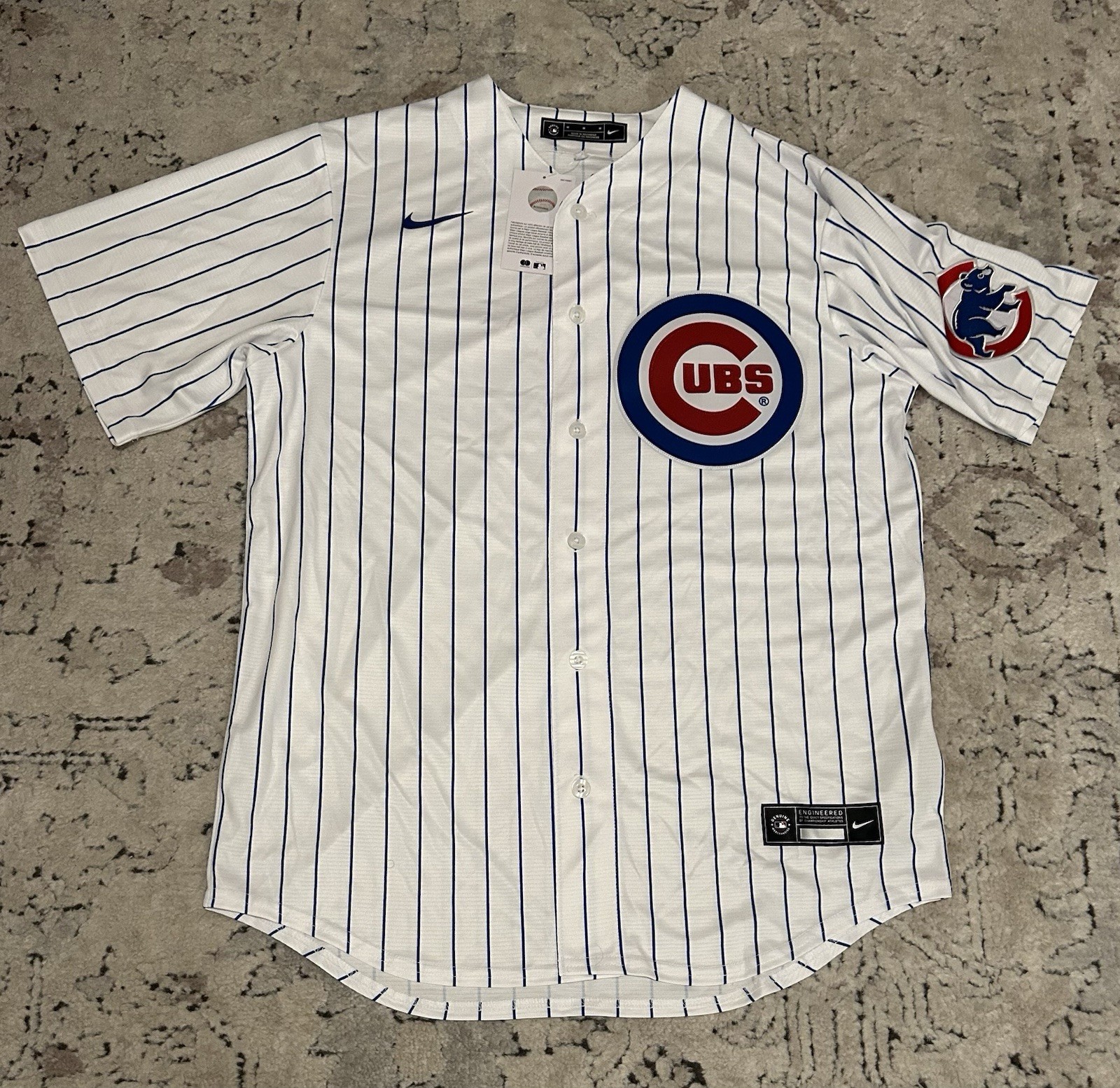 Nike Authentic Chicago Cubs MLB Baseball Pinstripe with Patch Jersey Men’s Sz: M