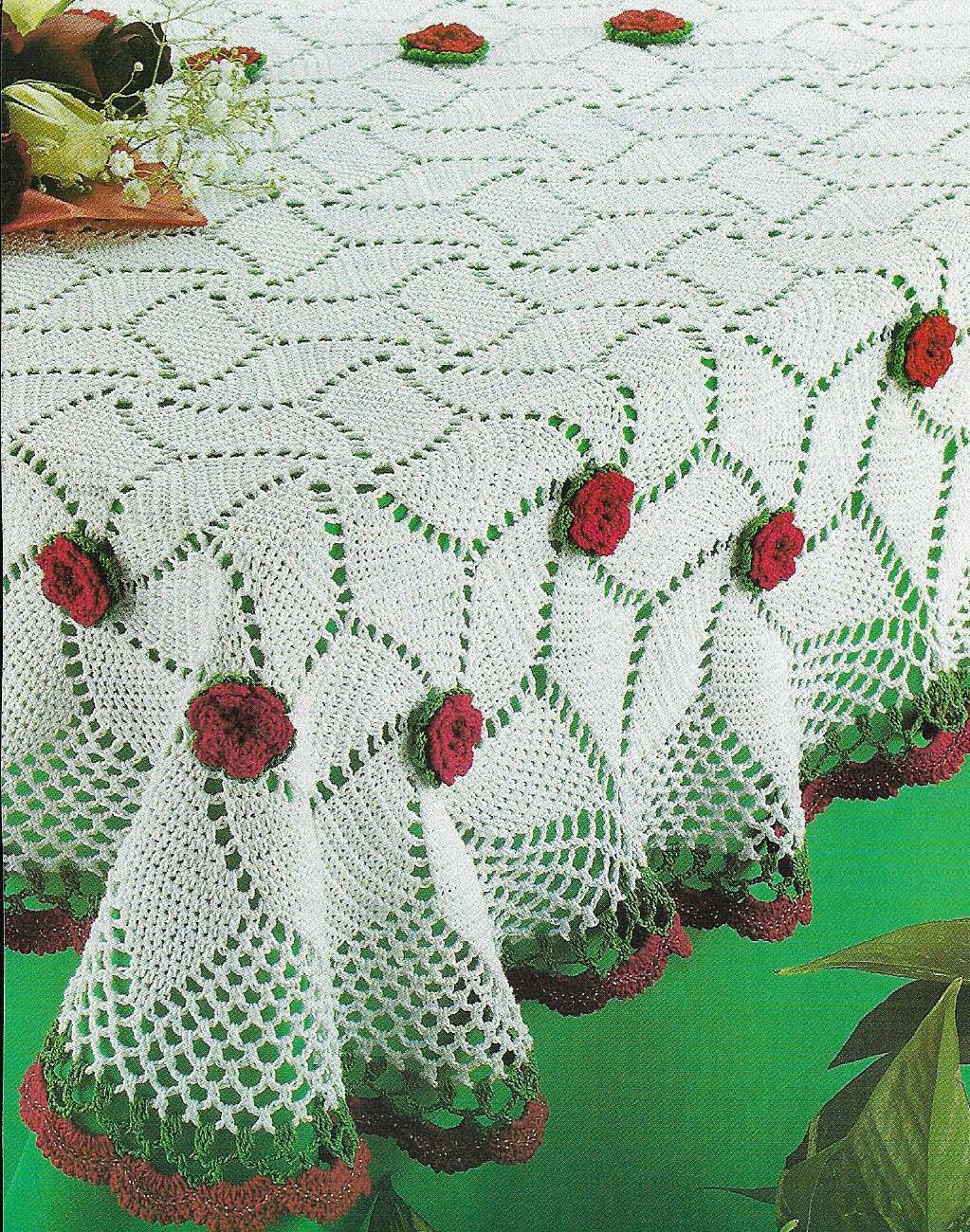 ROSE BANQUET TABLECLOTH HOME DECOR DIGEST SIZE CROCHET PATTERN INSTRUCTIONS