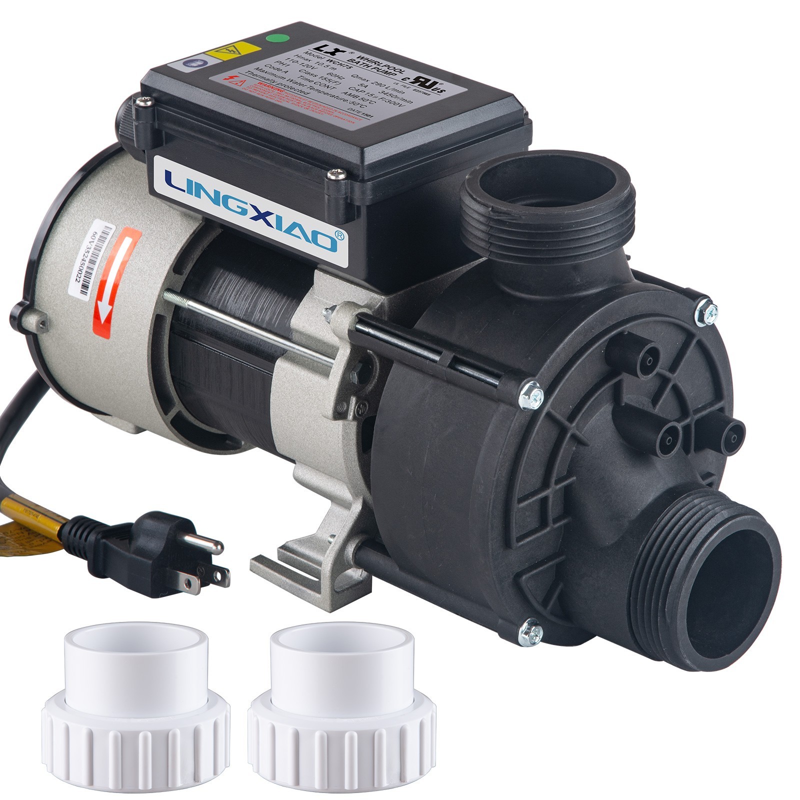 LINGXIAO SPA Bath Pump, LX Bathtub Pump 110V - 120V, 0.75HP, 1.5" Port - WCH75
