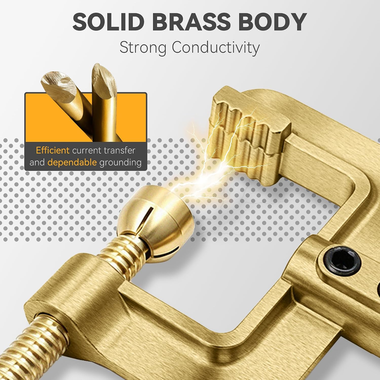 HITBOX Welding Ground Clamp, Solid Brass Heavy Duty Screw-Lock C-Style Earth Cla