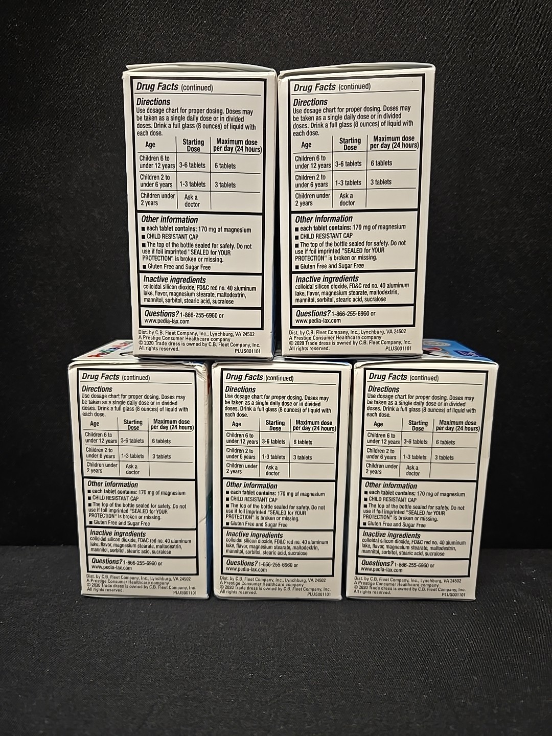 5pc Lot Pedia-Lax Chewable Laxative 30 Chewable Tablets Each Exp 6/26