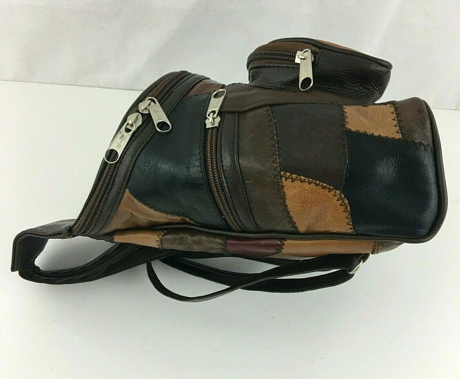 Peru Machu Picchu Leather Patch Work Adjustable Straps Backpack Purse