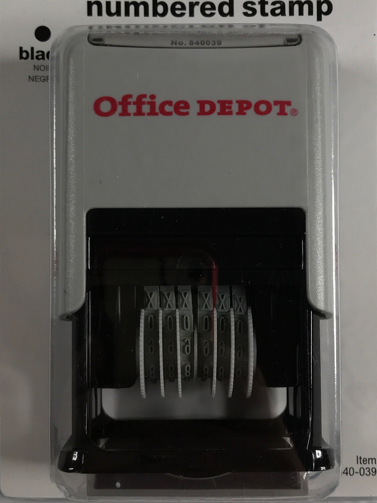 office depot self-inking numbered stamp black