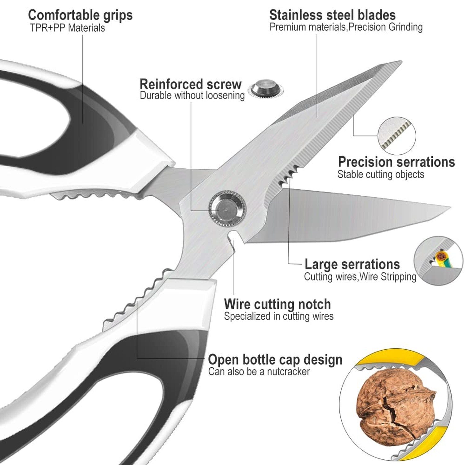 Scissors Heavy Duty 8'', Carpet Scissors, Multipurpose Craft Scissors with Pr...