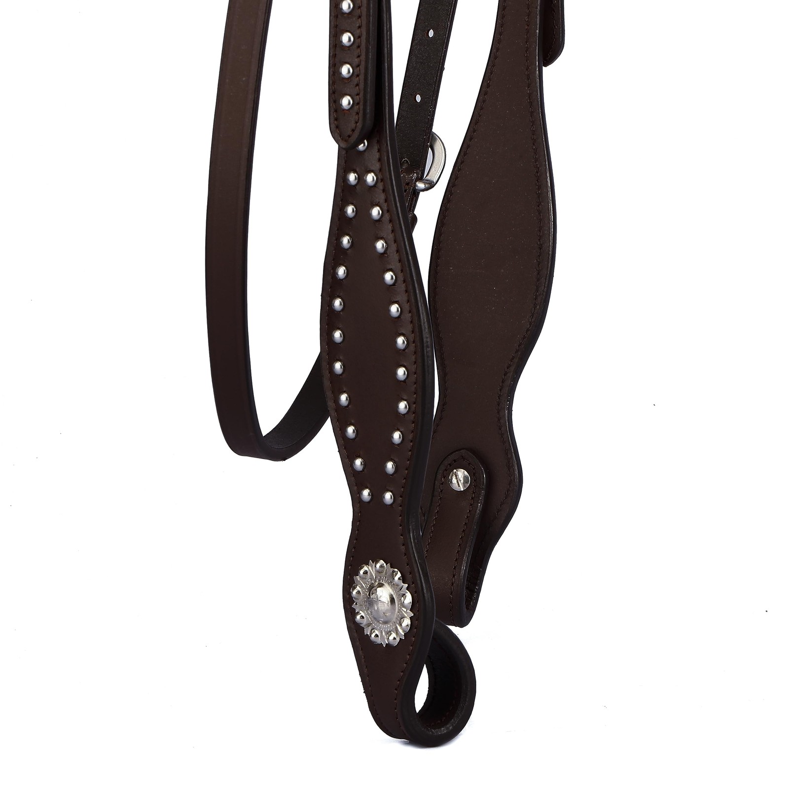 SIE Leather Unisex Western Horse Headstall Spotted Design (Draft, Brown)