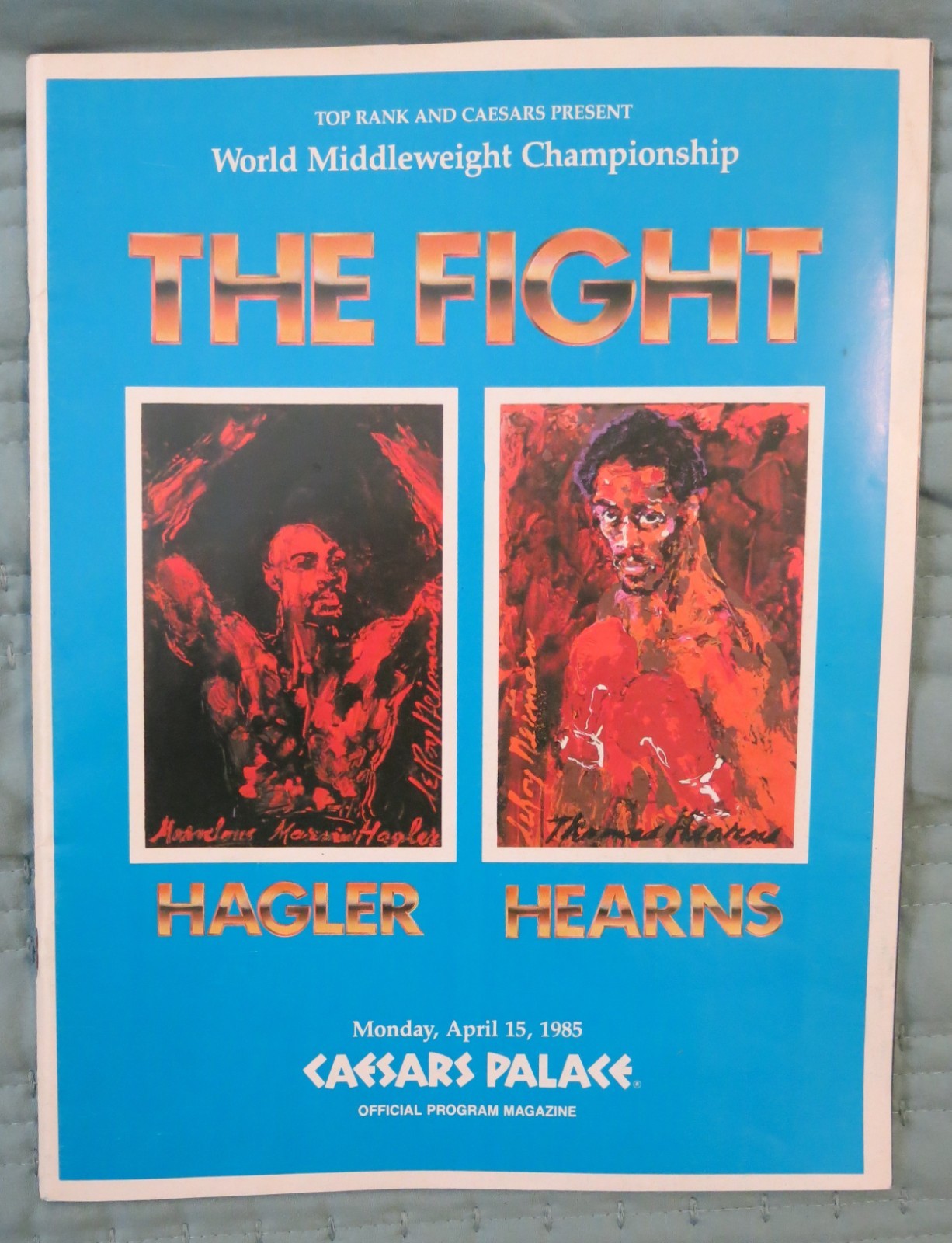 Middleweight Championship Marvin Hagler vs Thomas Hearns 1985  Program Caesars