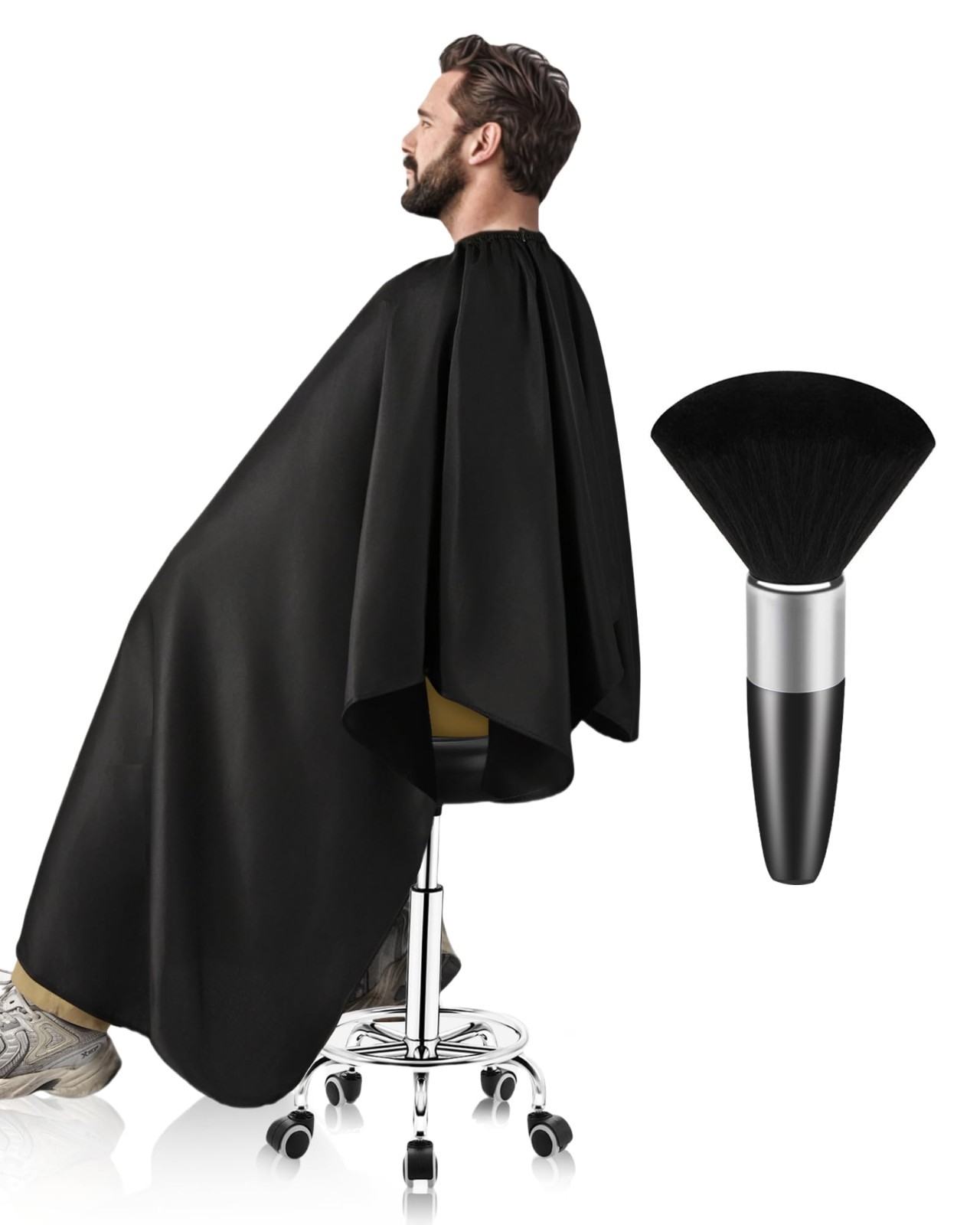 Extra Large Waterproof Hair Cutting Cape with Neck Duster Brush - Salon Barber T