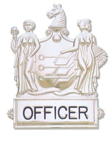 BLACKINTON OBSOLETE NEW JERSEY HAT BADGE 2-3/4" TALL NICKLE SCREW BACK RETAIL$99