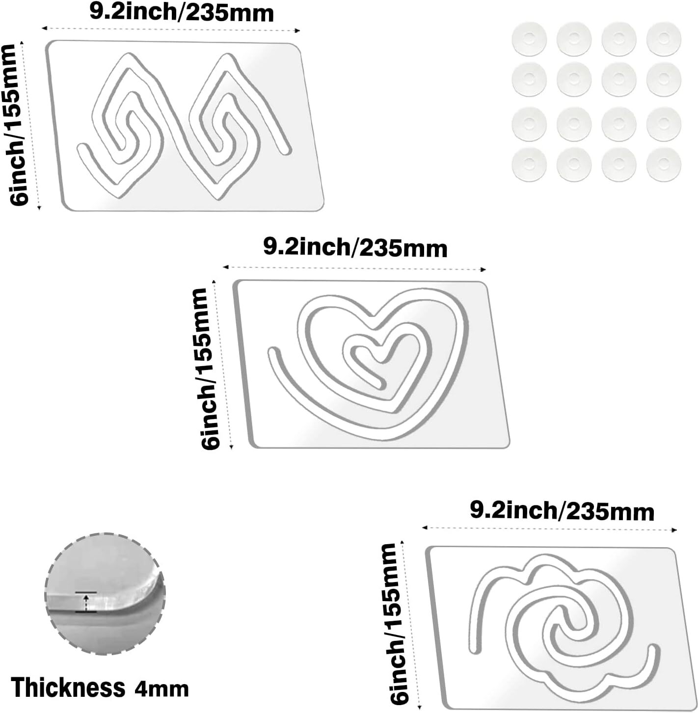 3Pcs Freemotion Quilting Rulers and Templates Set for...