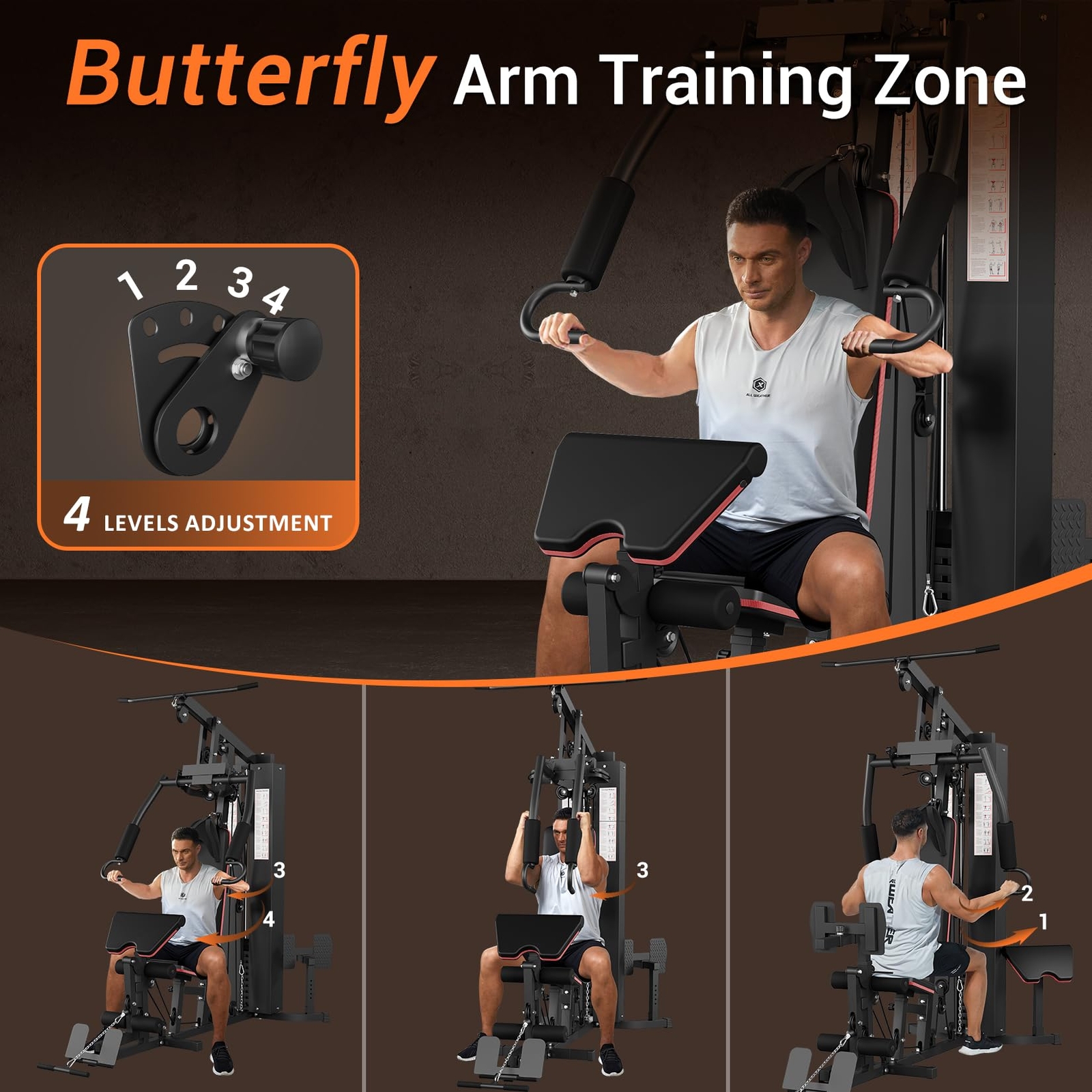Adjustable Home Gym Station | 150lb Weight Stack, Multi-Position Seat & Backrest