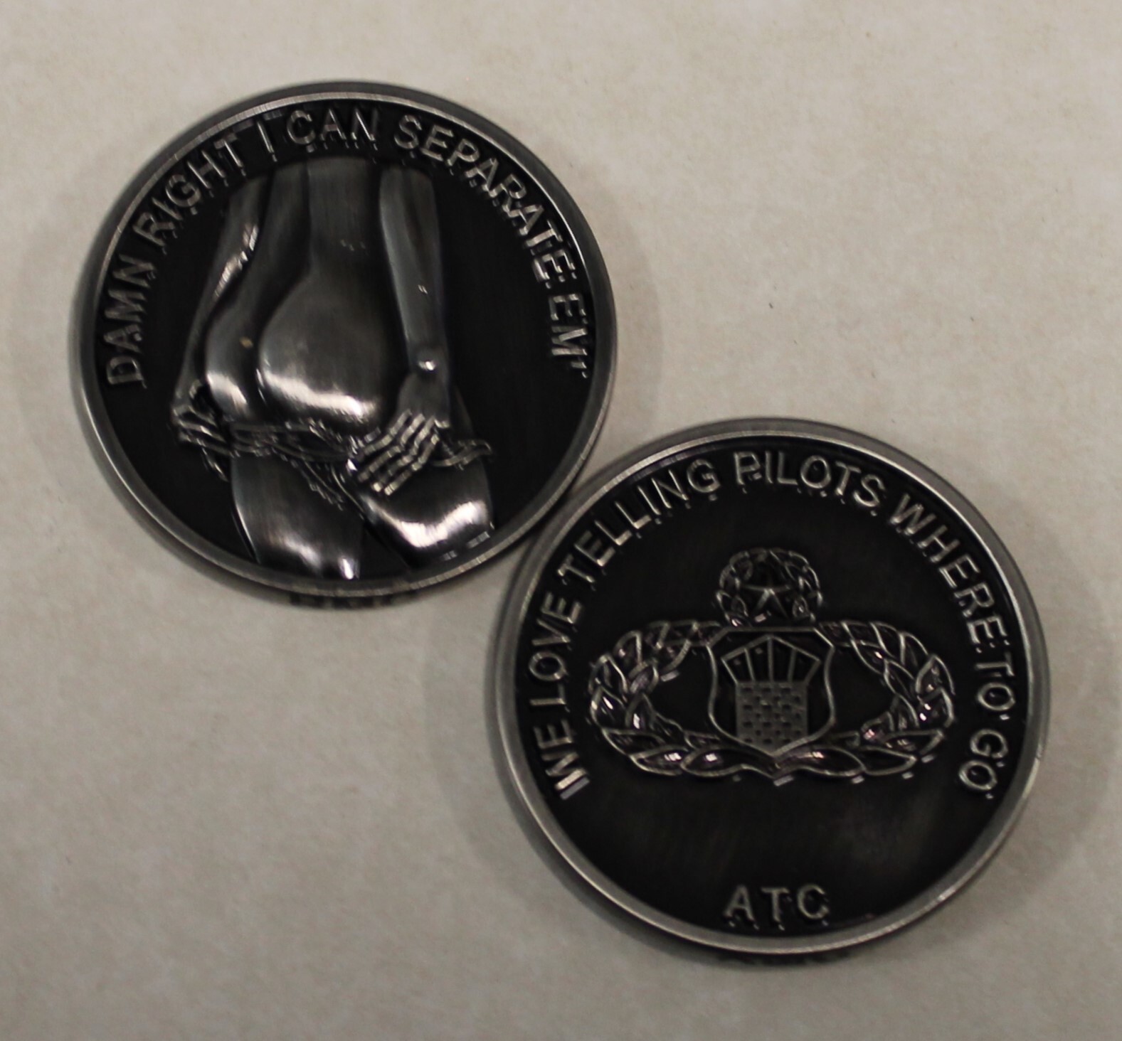 Air Traffic Control ATC D@MN RIGHT I CAN SEPARATE EM' Air Force Challenge Coin S