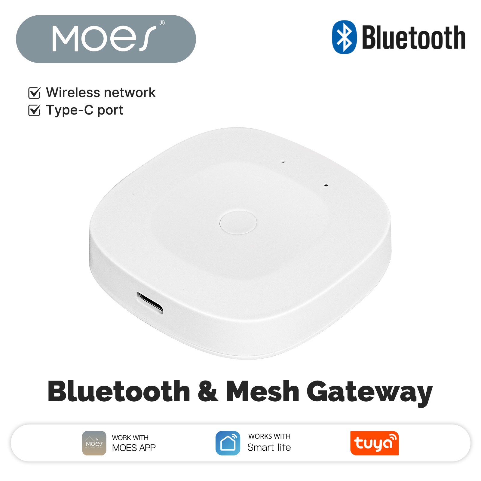 MOES Wireless Tuya Bluetooth Smart Gateway Hub MESH SIG Home Bridge Alexa Google