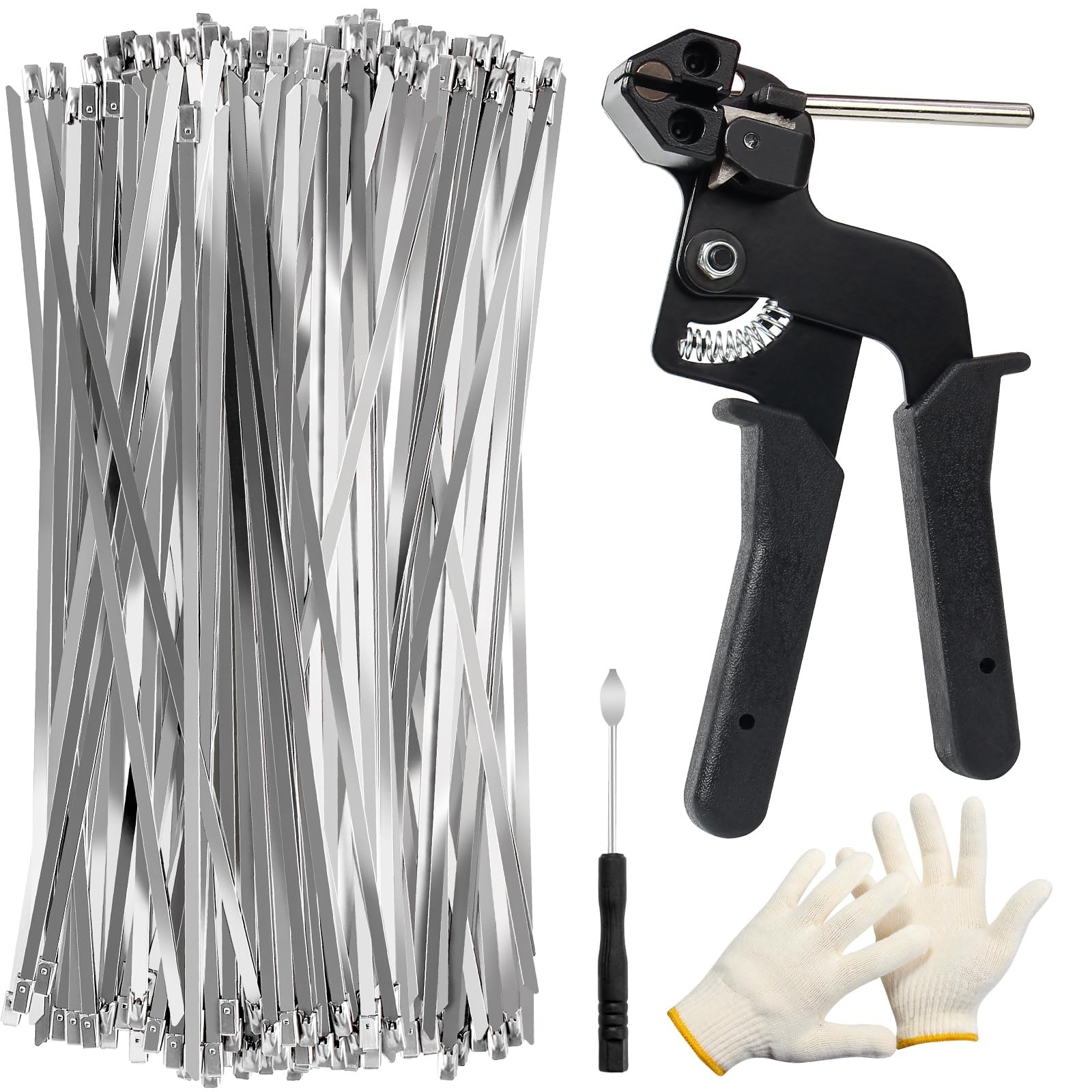 Oneleaf Metal Zip Tie Kit 200Pcs 11.8In Self-Locking Heavy Duty Metal Wire Ties