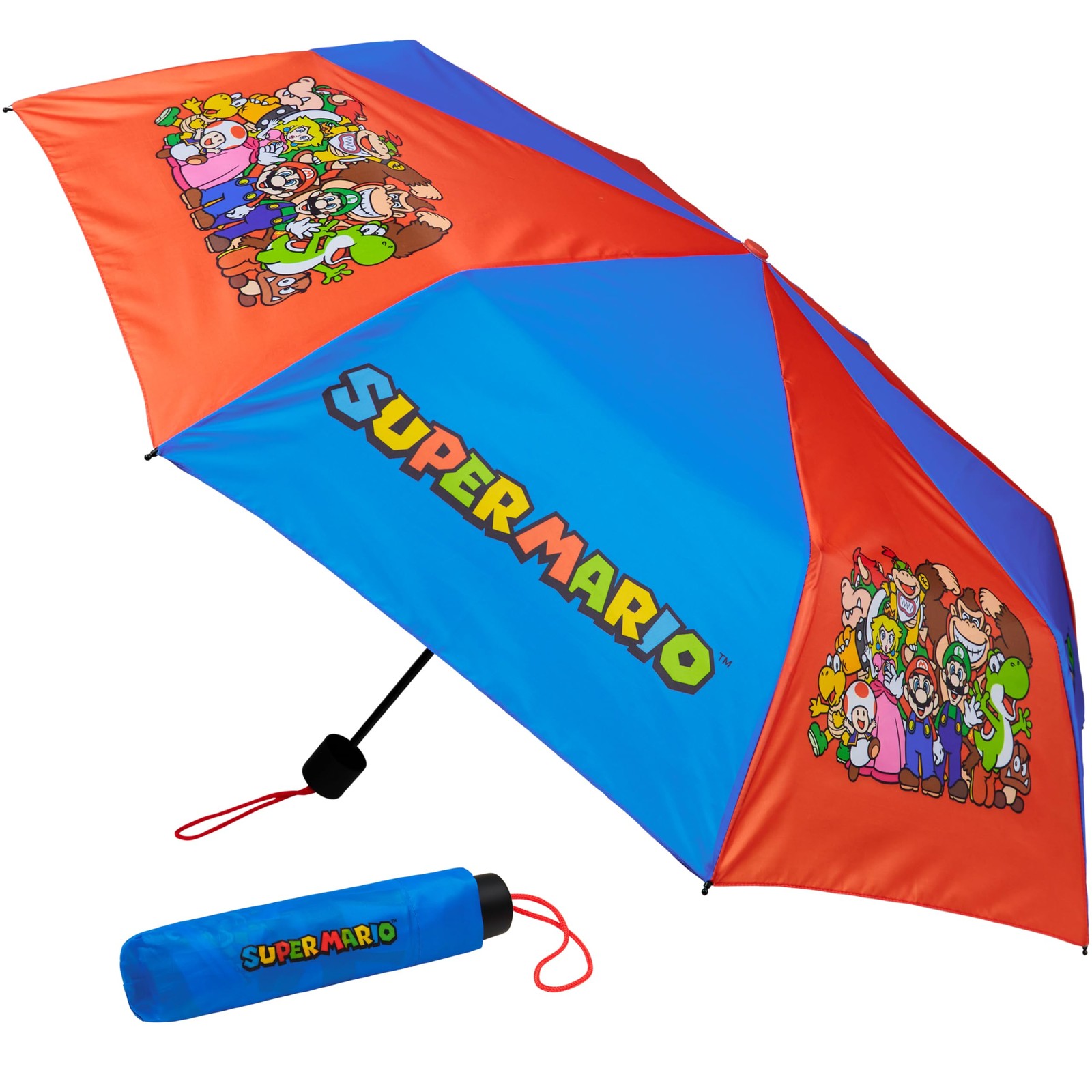 Super Mario Windproof Travel Umbrella, Strong Folding Compact Umbrellas for R...