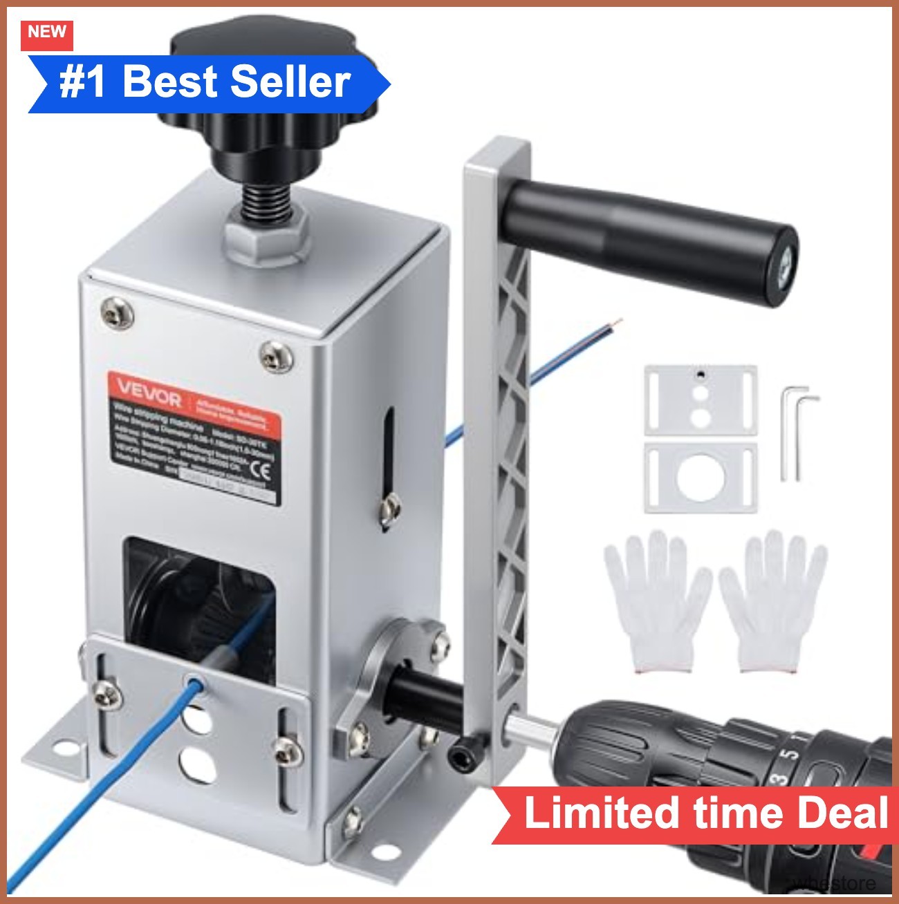 Manual Wire Stripper 0.06-1.18 Inch Dual Mode Drill Powered Hand Crank Copper