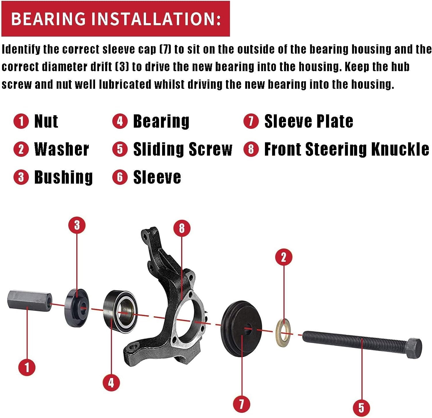 23PC Front Wheel Drive Bearing Adapter Puller Press Replacement Installer Set
