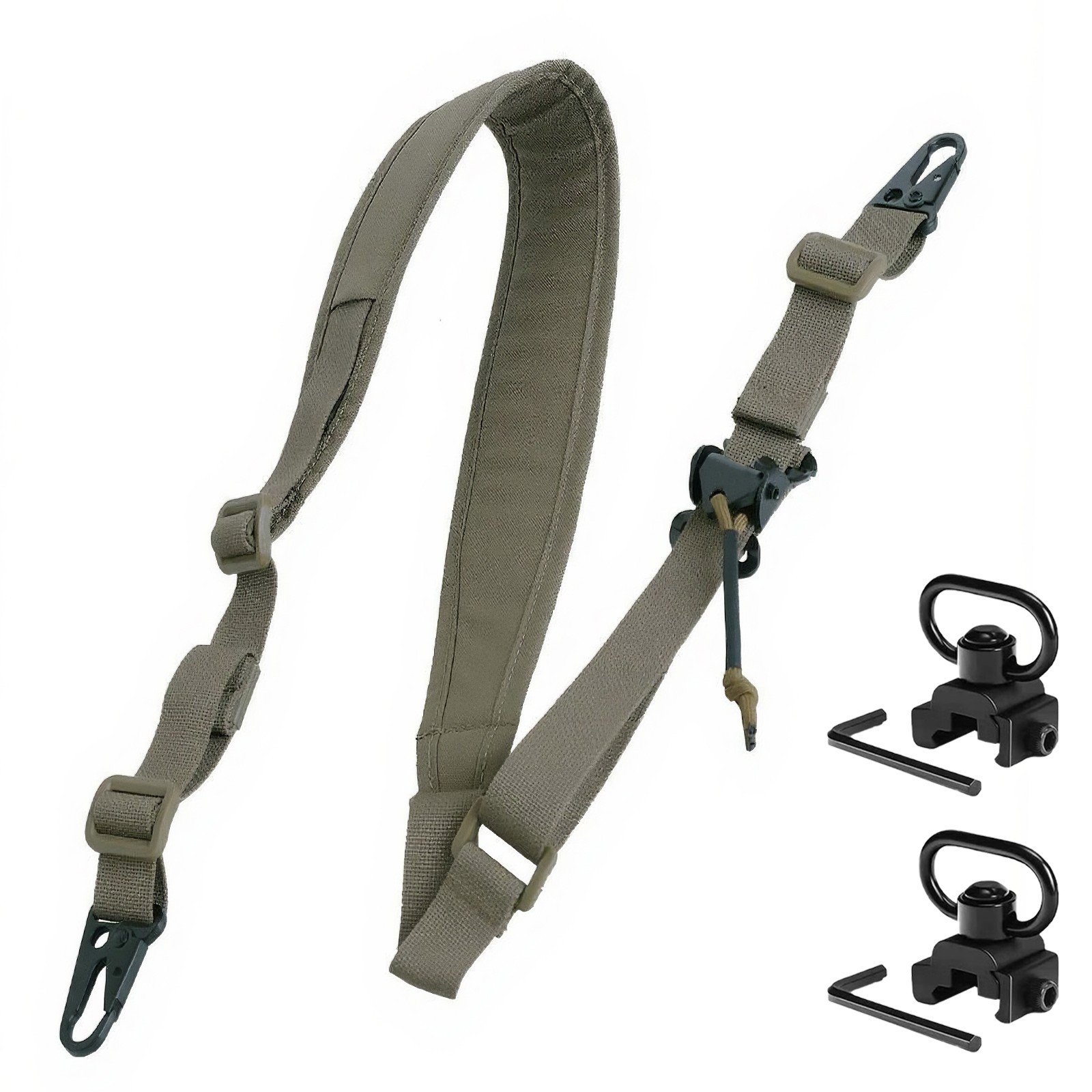 2 Points Sling Strap Adjustable Padded Tactical Shooting Sling QD Swivels Mounts