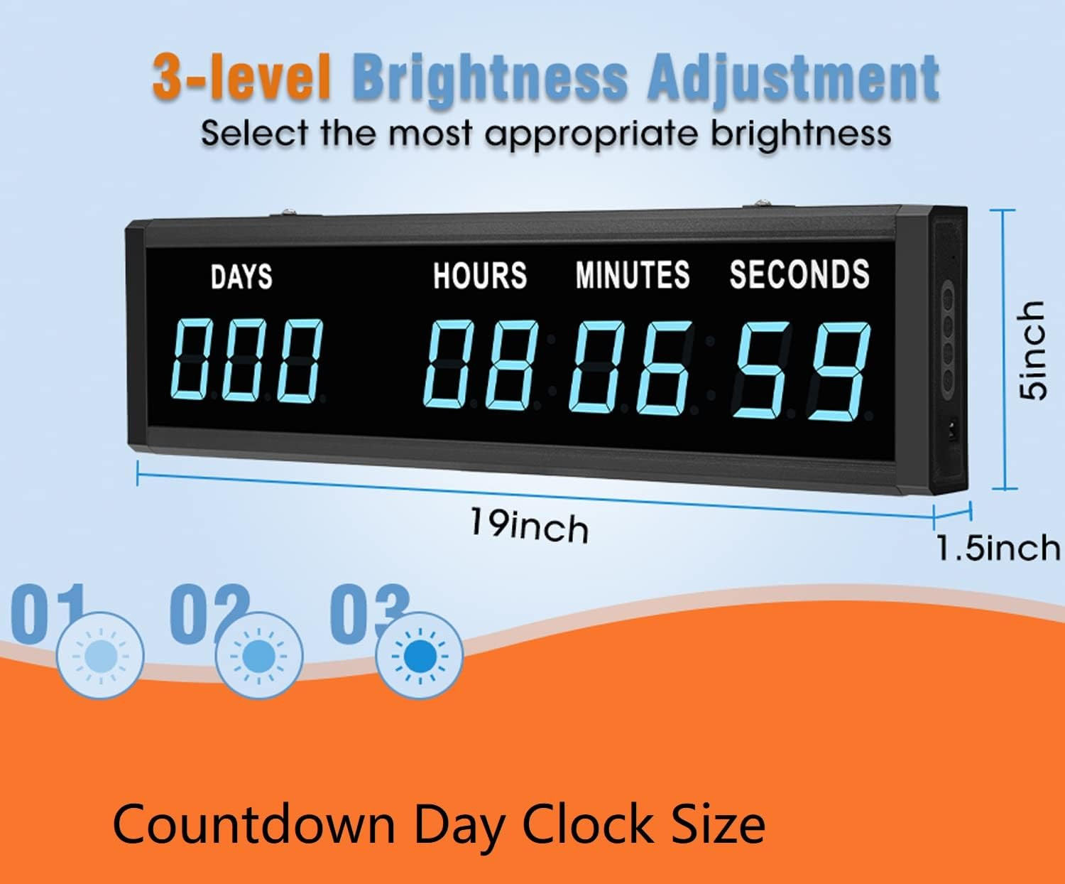 Blue 1.8 9Digits Large LED Countdown Count Up Days Clock with Remote Christm