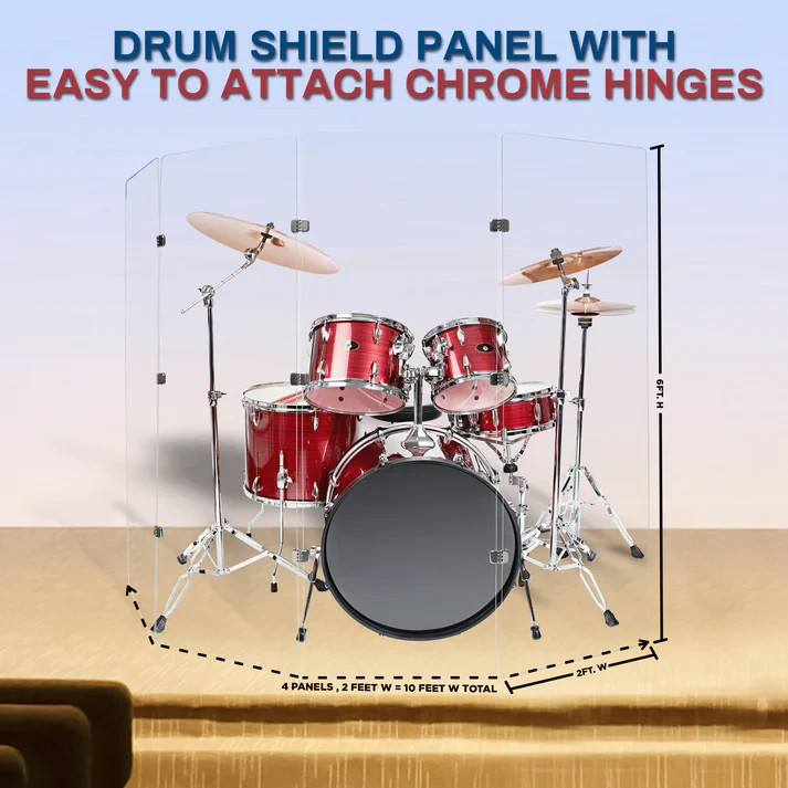 Drum Shield 2ft. x 6 ft. Panels,Clear Acrylic Drum Shield for Drum Cage,Drum Kit