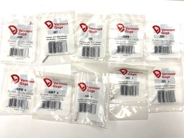 VERMONT GAGE PIN GAGE - CHOOSE BETWEEN .086, .087, .088, .089, OR .090,  + OR -