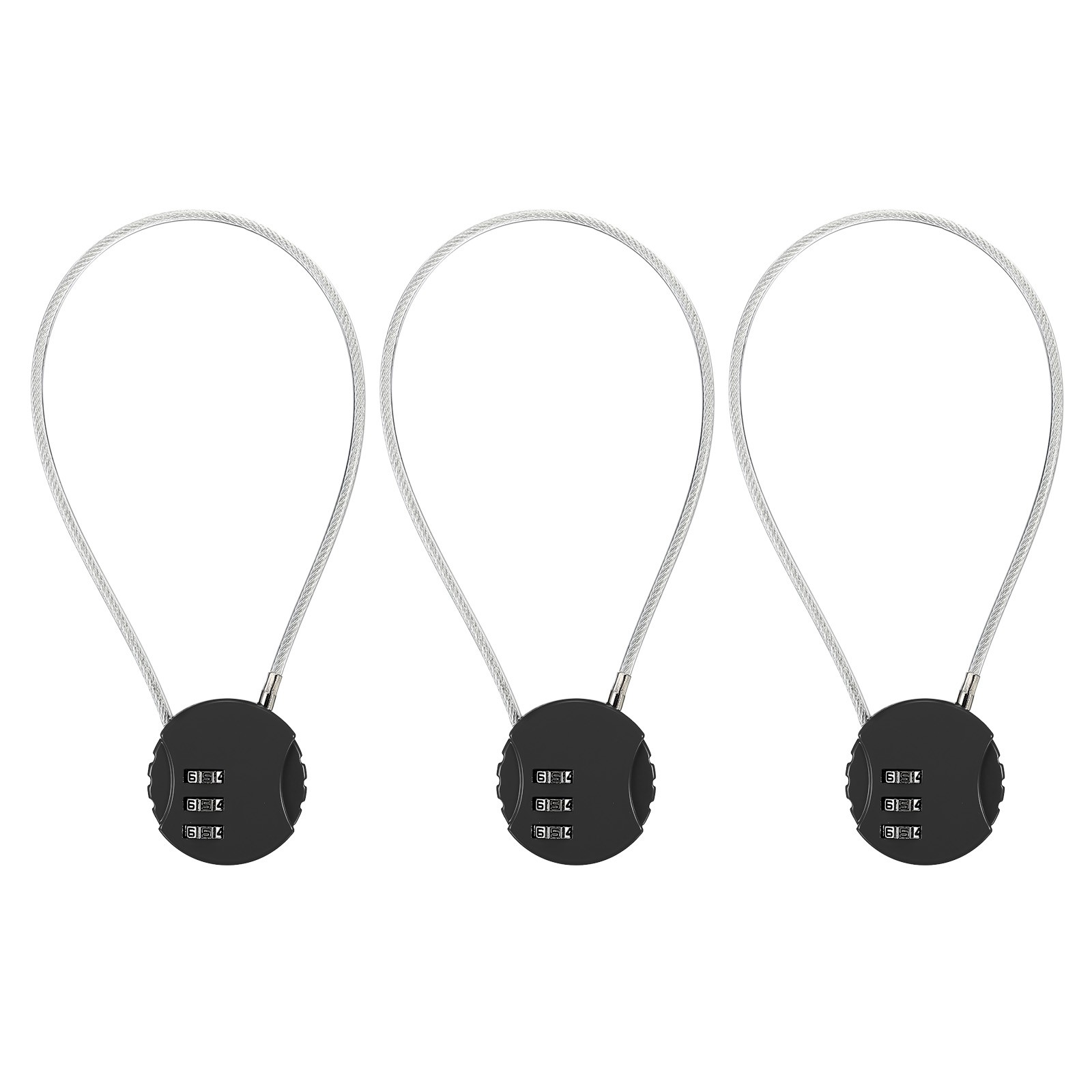 3 Pack Combination Locks, 3 Digit Outdoor Code Padlock (Black, 11.8-Inch)