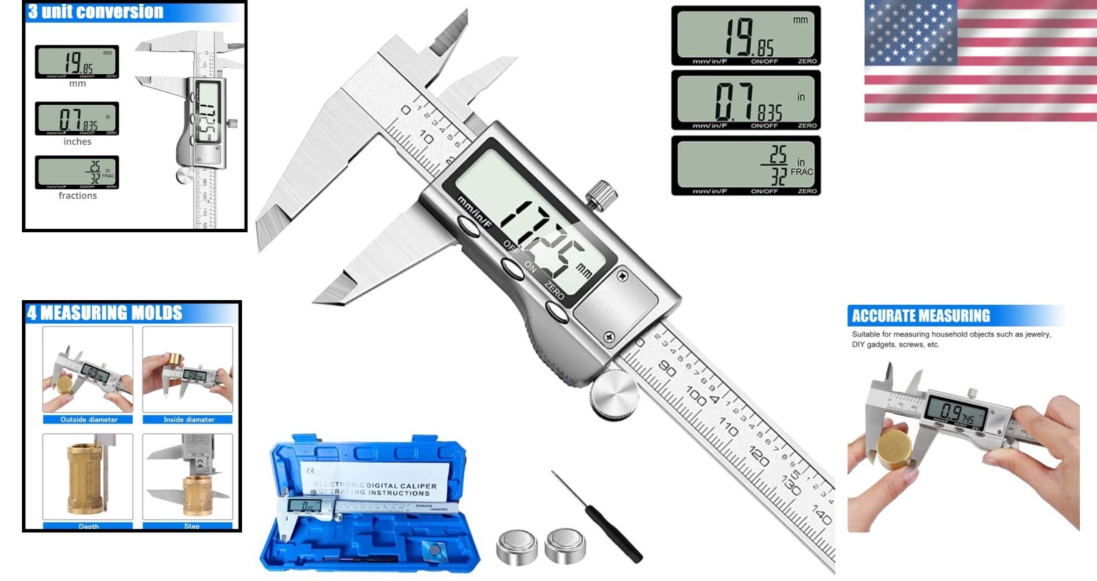Versatile 6" Digital Caliper - Stainless Steel with Automatic Shut-off Feature