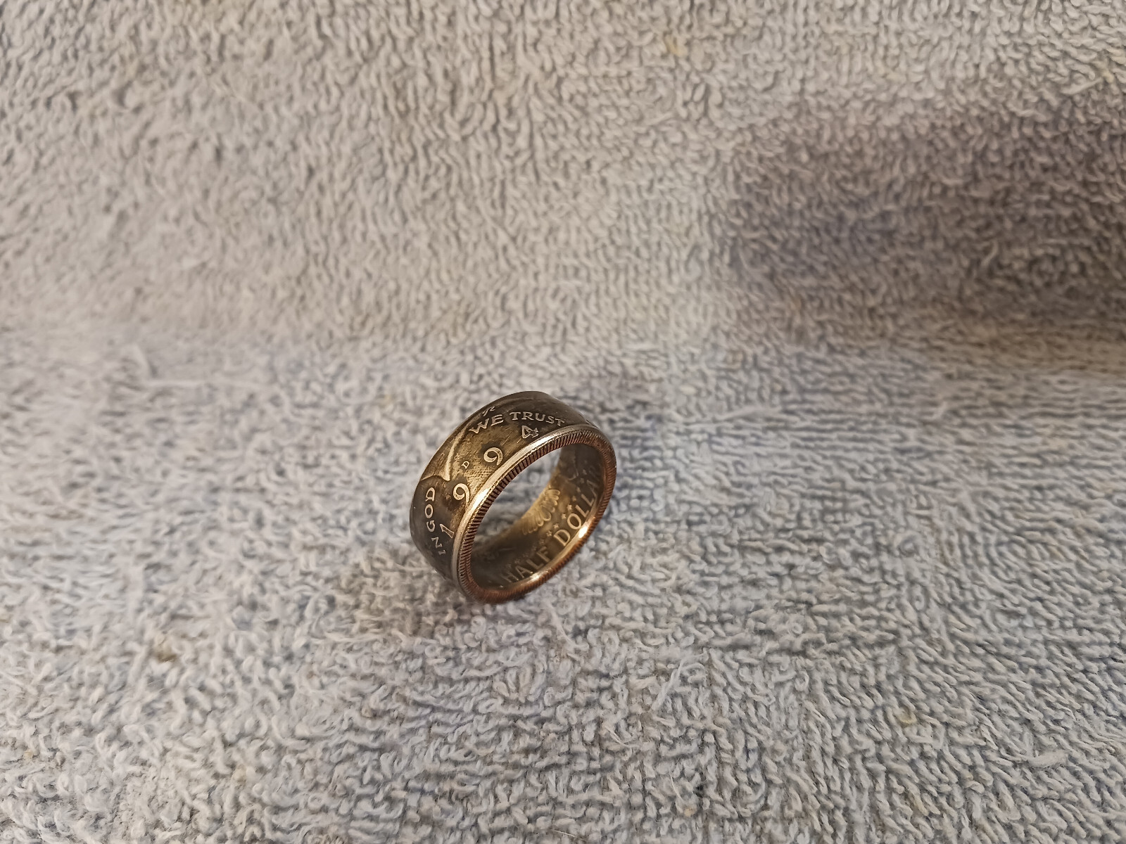 1994 Kennedy Half Dollars  size 10 -1/2  coin ring  Handmade mixed metals (A)