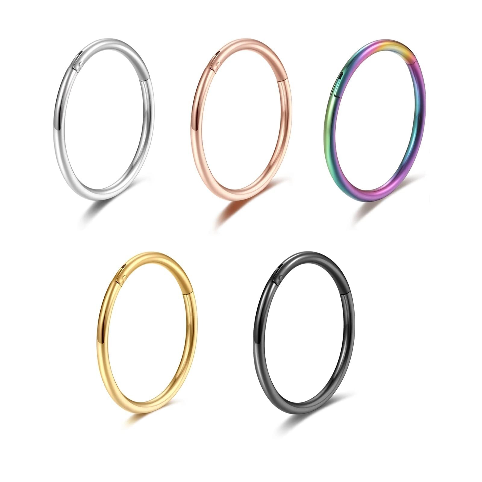 Lantine 5 Pcs Nose Rings Hoops for Women Set 316L Surgical Steel Septum Rings...