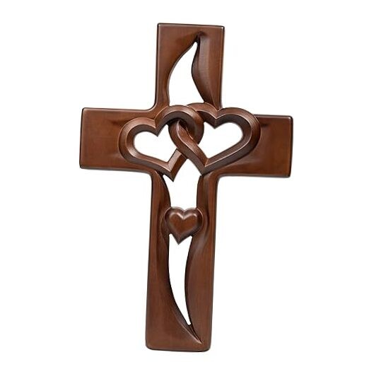 Marriage Cross for Wall Love Wall Decor, Handmade Wooden 10 Inch Retro