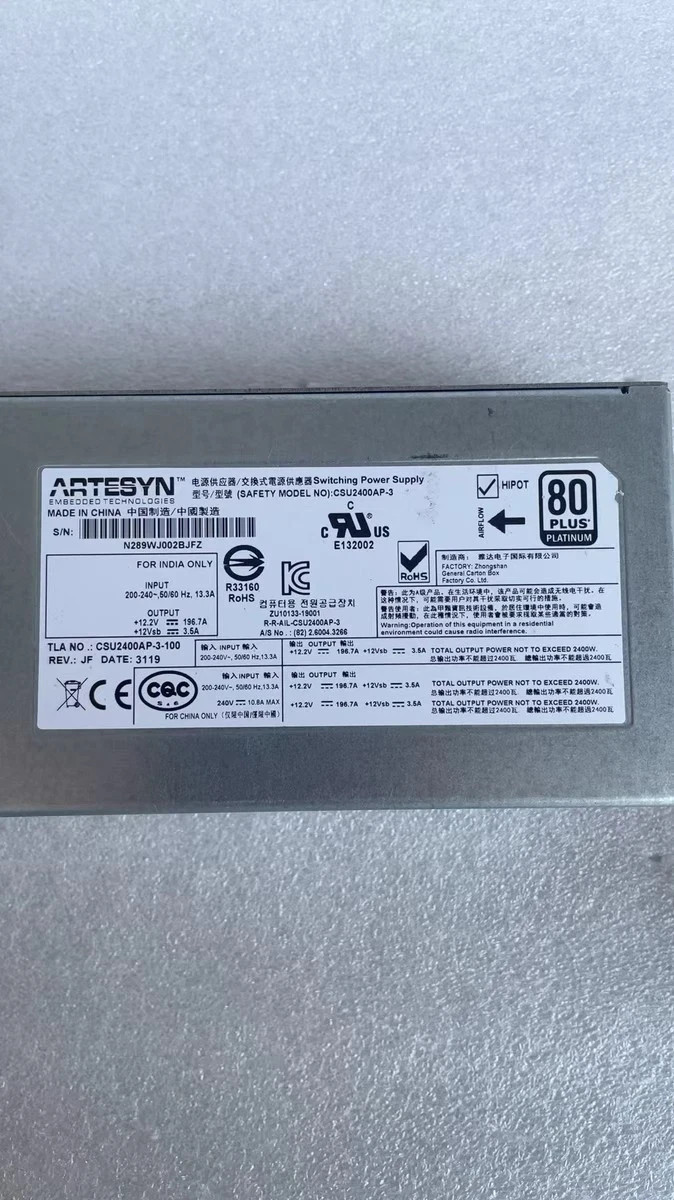 1pc Tesed good ARTESYN CSU2400AP-3 2400W Power Supply