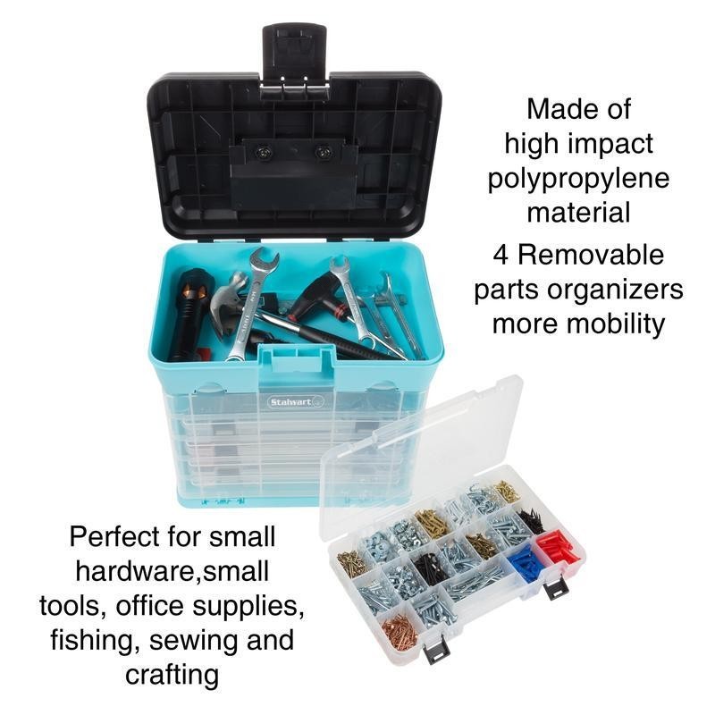 Durable Utility Box W/ 4 Drawers 19 Compartments Tools Hardware Crafts New