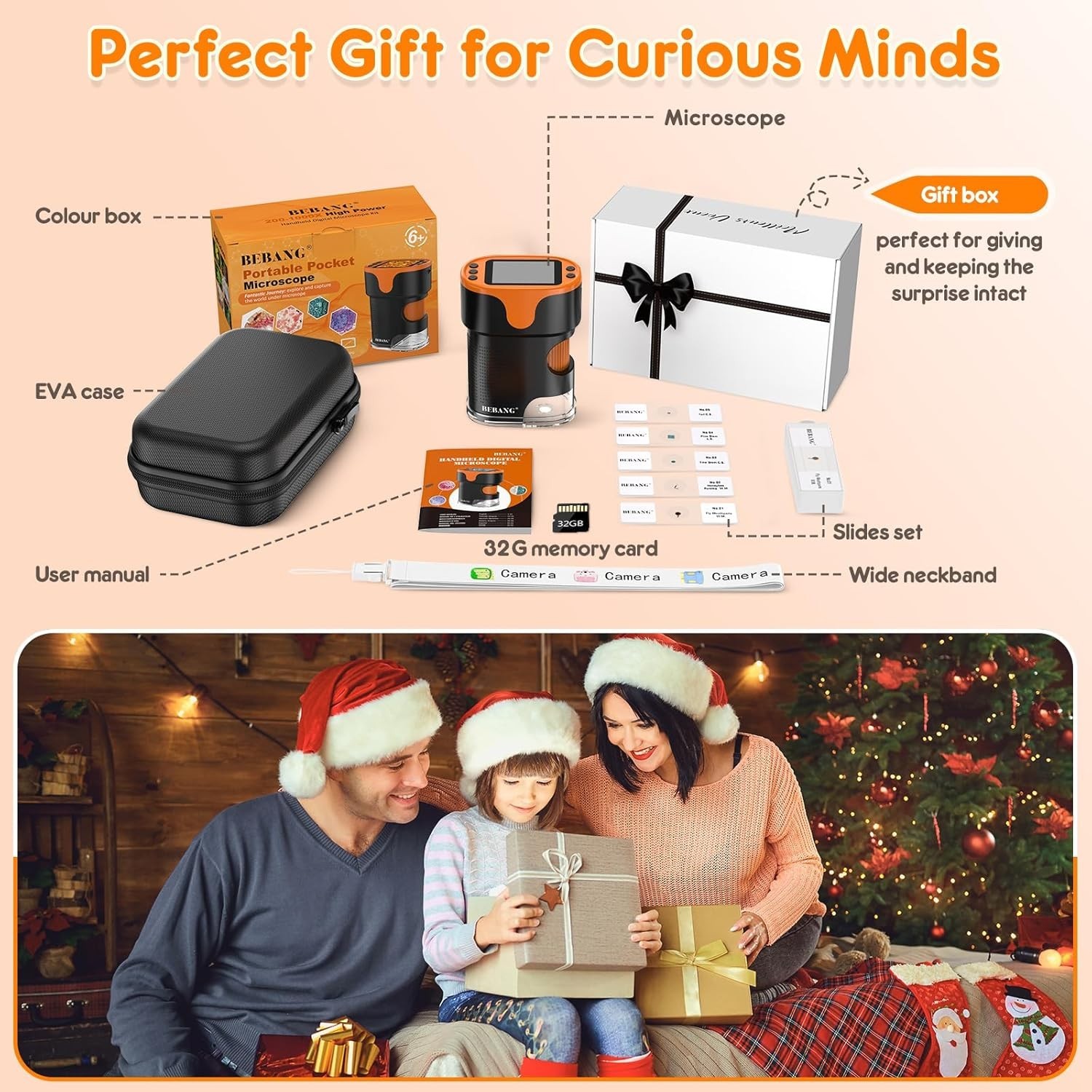 Mini Pocket Microscope for Young Scientists - 1000X Magnification Included