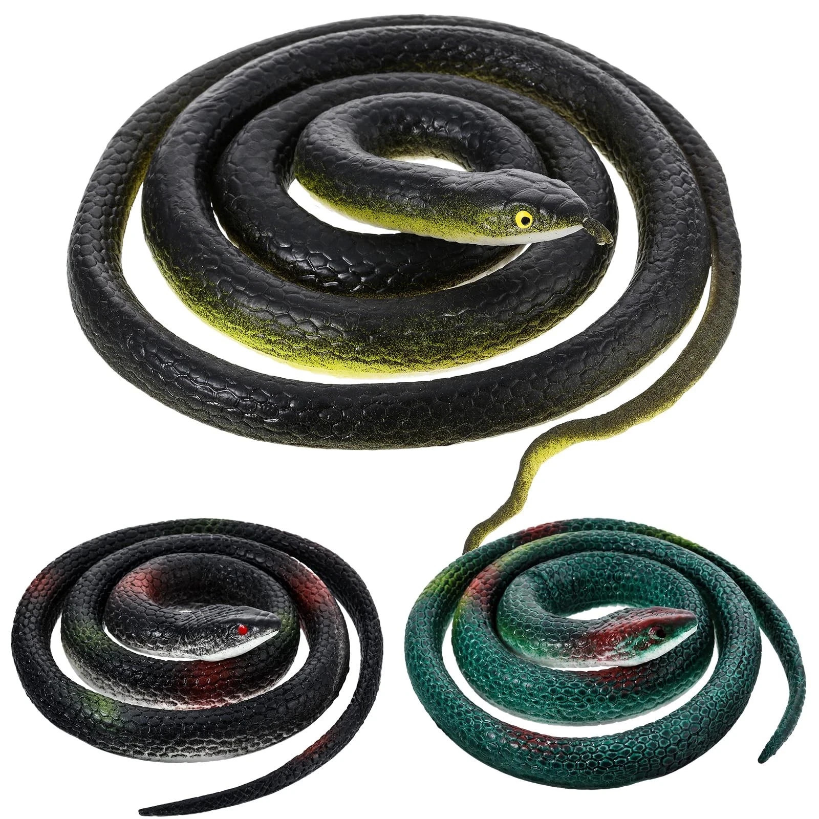 Blulu 3 Pieces Rubber Snakes Realistic Large Lifelike Fake Style 1, 3