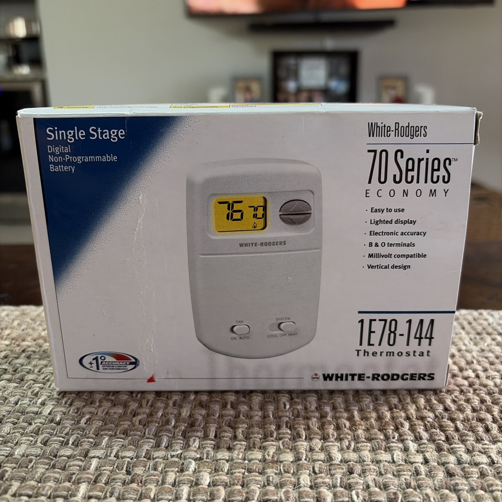 White-Rodgers 1E78-144 Single Stage Digital Non-Programmable Thermostat Vertical
