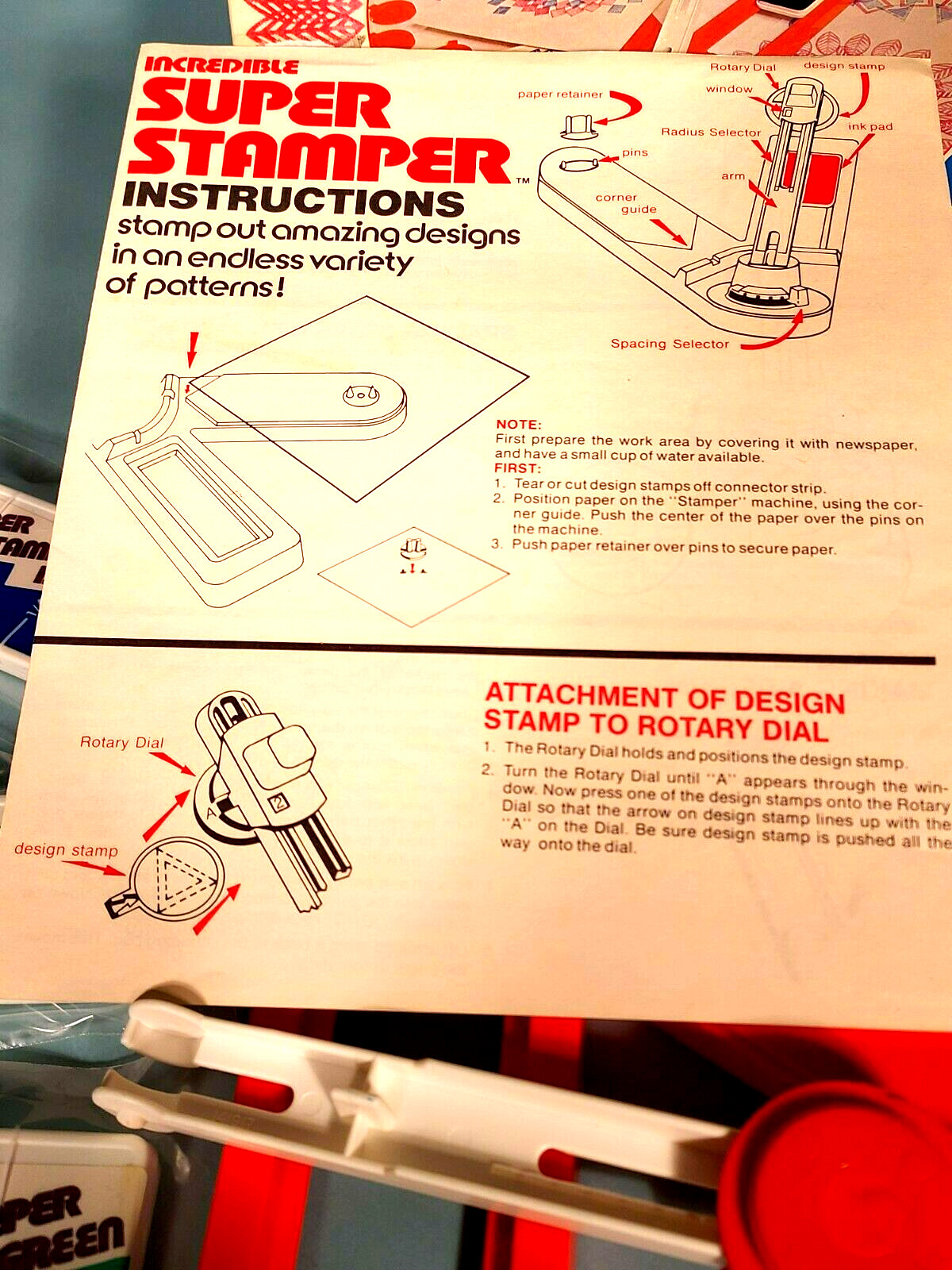 1976 Hasbro Super Stamper with Design Accessories and Original Box