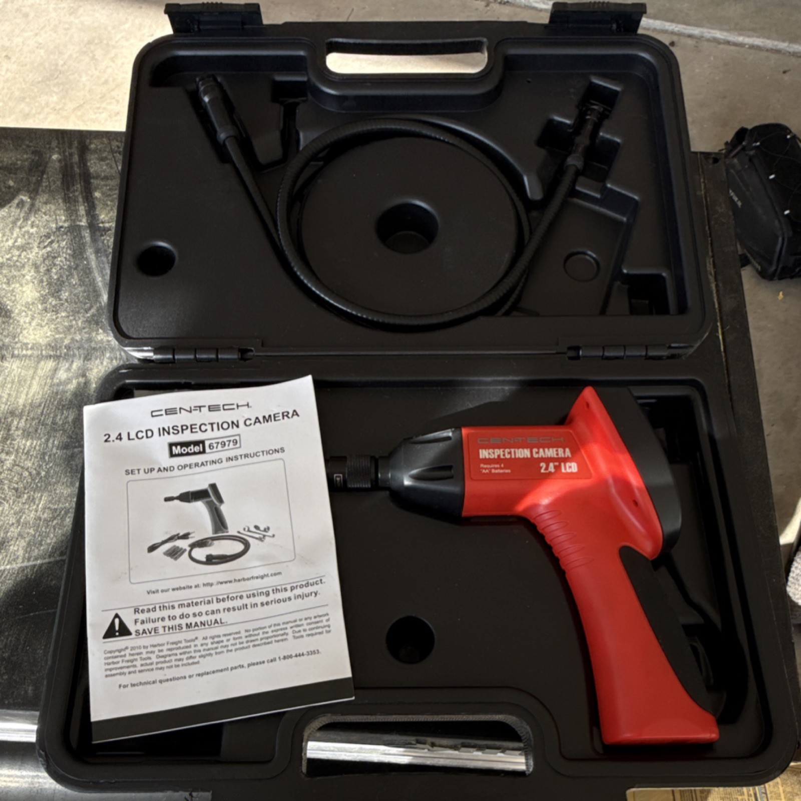 Cen-Tech 2.4" LCD Inspection Camera 67979 Flexible Shaft w/ Case