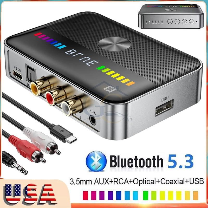 Bluetooth 5.3 Transmitter Receiver 3.5mm AUX RCA TV Home Stereo Audio Adapter US