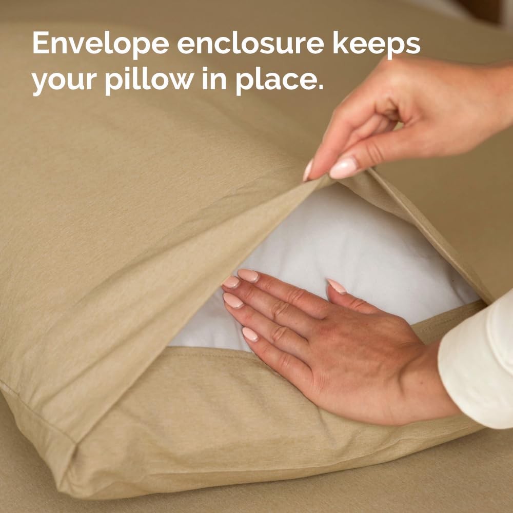 Queen Bed Pillowcases, 4 Piece, Soft And Durable, Heathered Brown